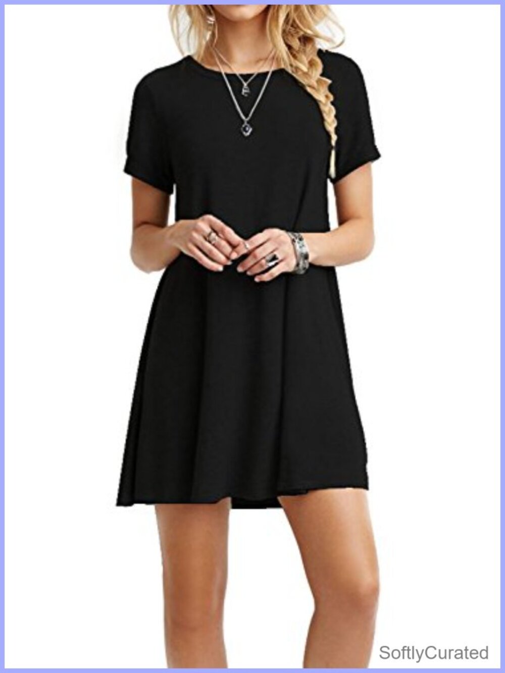 Women's Plain Loose Flowy Short Sleeve T-Shirt Dress